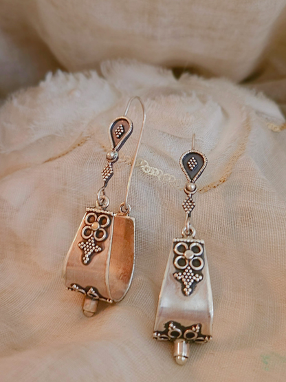 Handcrafted 925 Sterling Silver Geometric Drop Earrings | Jaipur Artisan Jewelry