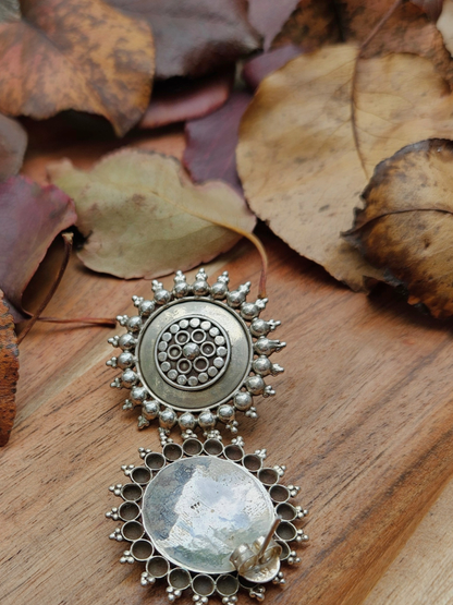 Surya Sterling Silver Stud Earrings | 925 Jaipur Handcrafted Oxidised Sunburst Studs