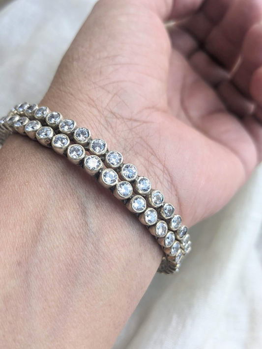 IRA - Zirconia Bangle, Pure silver Bangle, Indian Bangle