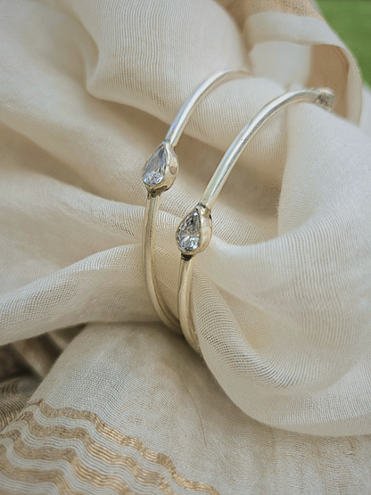 925 Sterling Silver Chudi Bangle with Pear Cubic Zirconia – Jaipur Jewelry