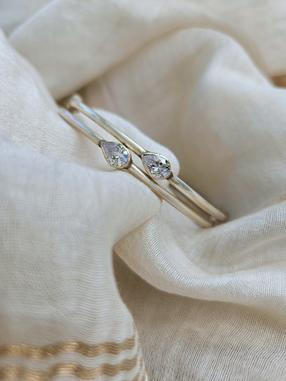 925 Sterling Silver Chudi Bangle with Pear Cubic Zirconia – Jaipur Jewelry