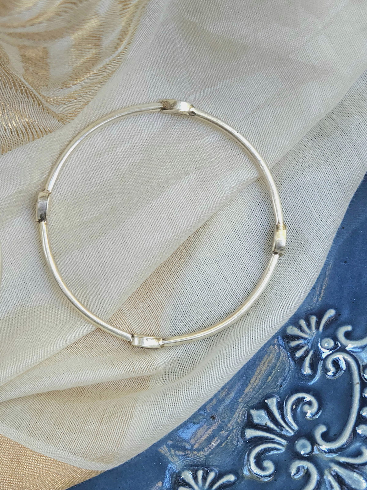 925 Sterling Silver Chudi Bangle with Pear Cubic Zirconia – Jaipur Jewelry