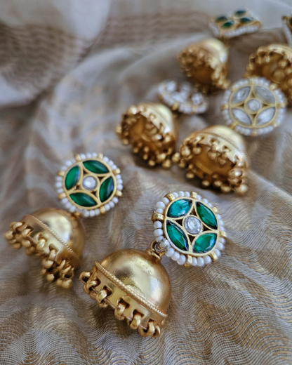 Gold Plated 925 Silver Jhumka Earrings with Pearls