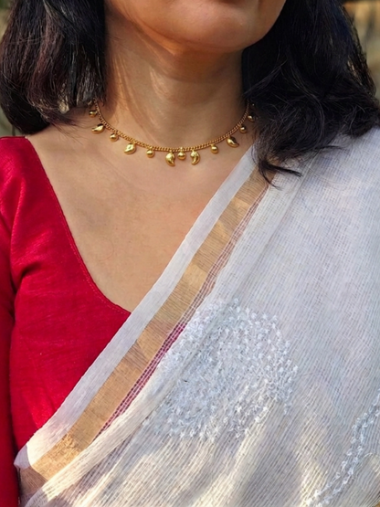 Gold-Plated 925 Silver Mango Motif Necklace — Handcrafted Temple Jewelry