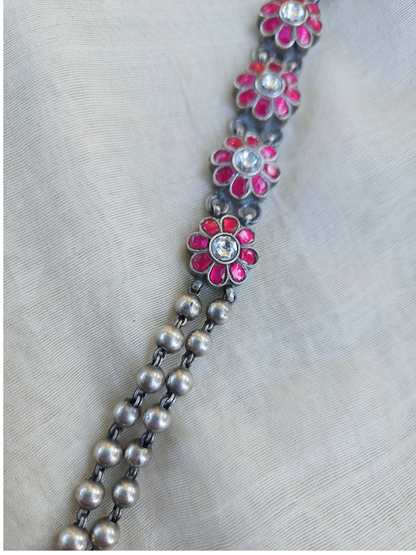 Gulabi Kemp Two-Strand Silver Bead Necklace & Earrings | 925 Sterling Silver South Indian Gundu Mala Set