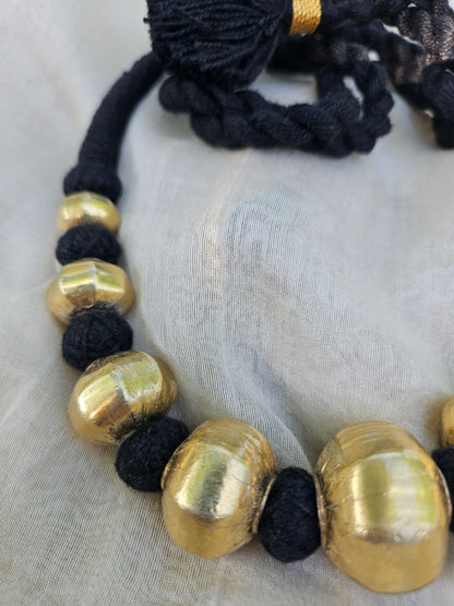 Gold plated silver collar necklace-  Faceted Chunky wax beads Dholki Necklace