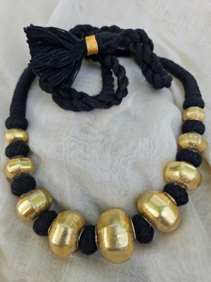 Gold plated silver collar necklace-  Faceted Chunky wax beads Dholki Necklace
