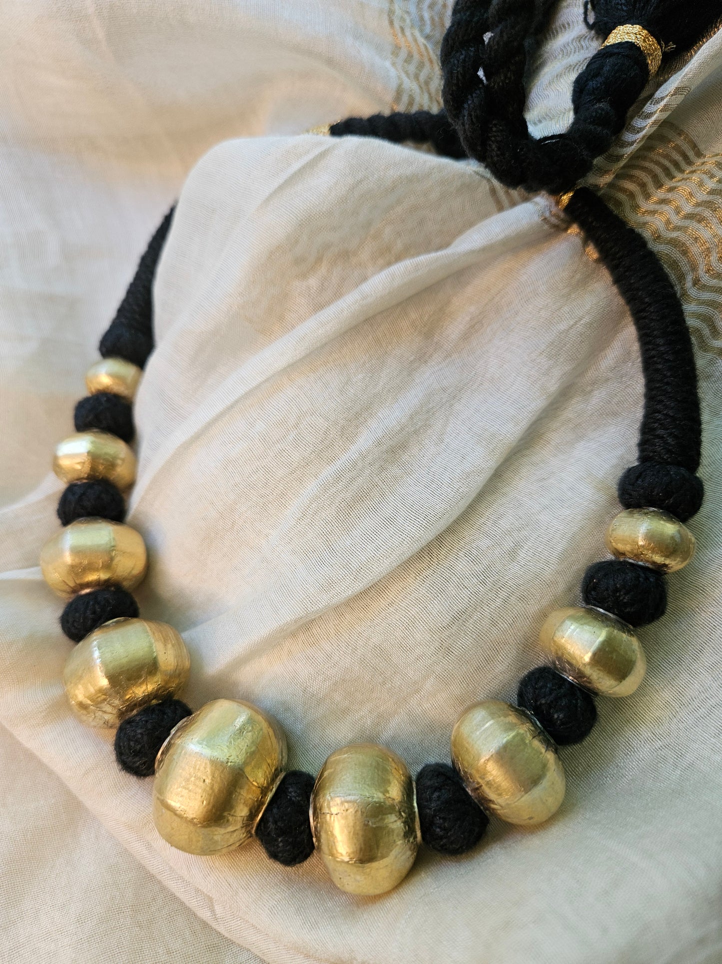 Gold plated silver collar necklace-  Faceted Chunky wax beads Dholki Necklace