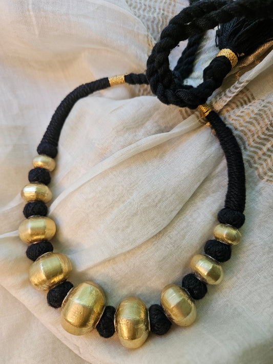 Gold plated silver collar necklace-  Faceted Chunky wax beads Dholki Necklace