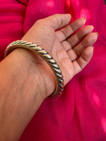 925 Silver Bangle, Pure Silver Kada, Open ended peacock kada