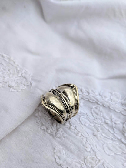 Sterling Silver Band ring, Oxidised silver ring, Wide Rope Thumb Ring