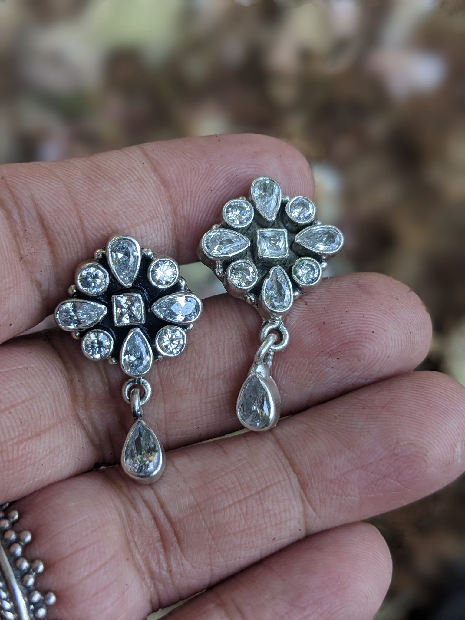 925 Sterling Silver earring with cubic Zirconia and pearl drop