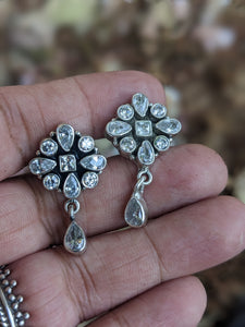 925 Sterling Silver earring with cubic Zirconia and pearl drop