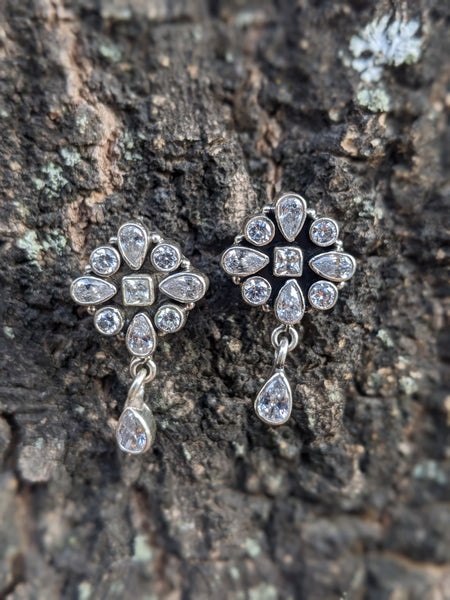 925 Sterling Silver earring with cubic Zirconia and pearl drop