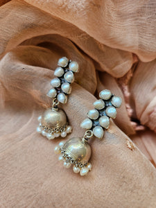 Chakori -925 Sterling Silver Jhumka with pearls