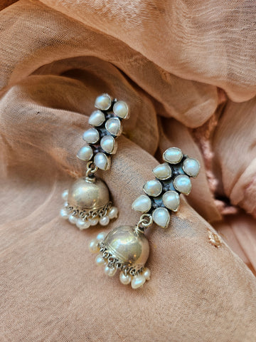 Chakori -925 Sterling Silver Jhumka with pearls