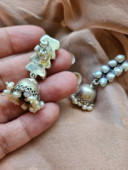 Chakori -925 Sterling Silver Jhumka with pearls