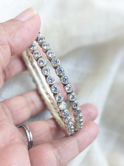 IRA - Zirconia Bangle, Pure silver Bangle, Indian Bangle