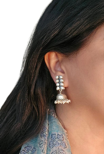 Chakori -925 Sterling Silver Jhumka with pearls