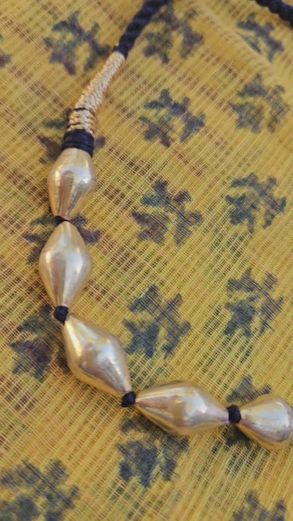 Gold polish Silver dholki necklace and earring set