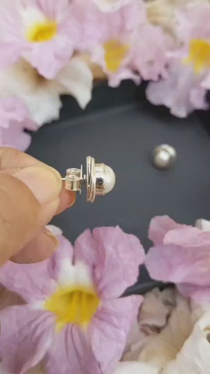 Freshwater Pearl Stud Earrings, Sterling Silver