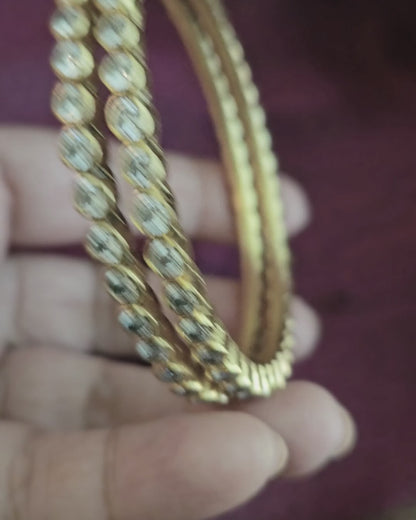 CZ Bezel Bangle — 925 Silver, Gold Plated