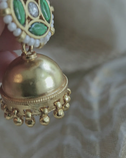 Gold Plated 925 Silver Jhumka Earrings with Pearls