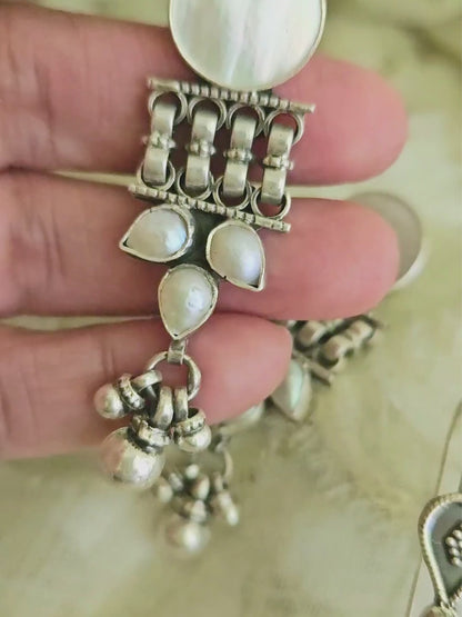 925 Sterling SIlver Mother of Pearl Ladder Drop Earrings