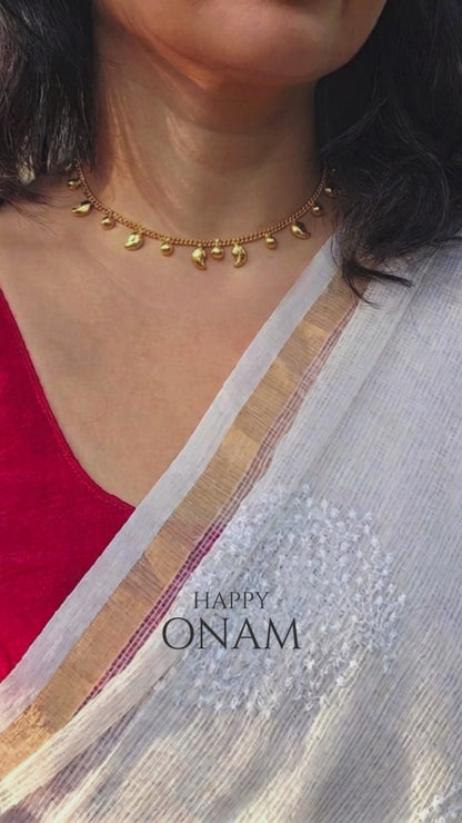 Gold-Plated 925 Silver Mango Motif Necklace — Handcrafted Temple Jewelry