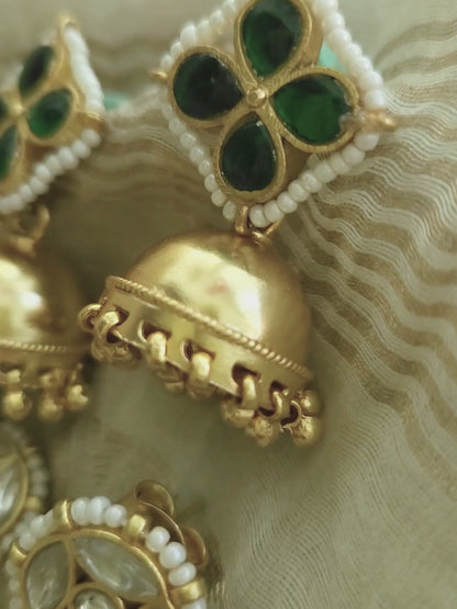 Gold Plated 925 Silver Jhumka Earrings with Pearls