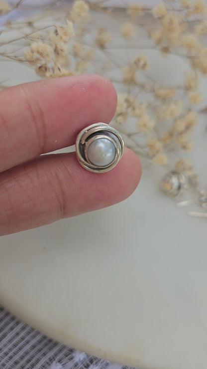 Freshwater Pearl Stud Earrings, Sterling Silver