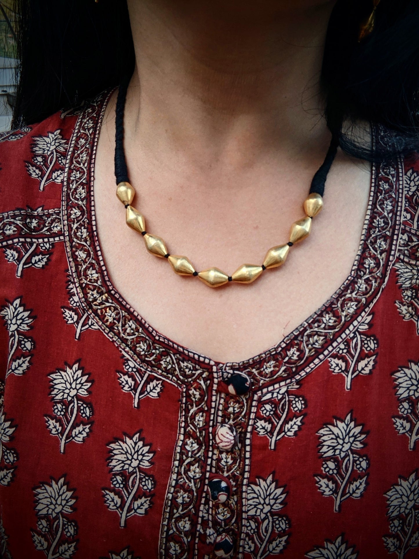 Gold polish Silver dholki necklace and earring set