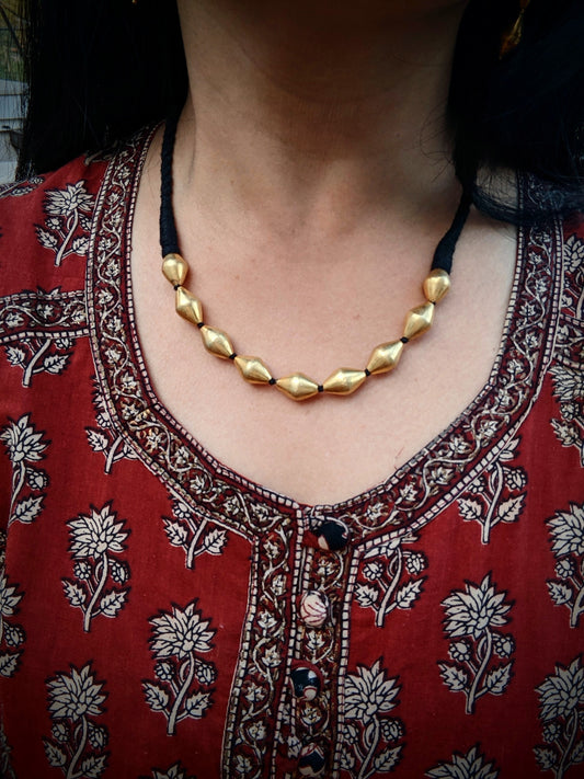 Gold polish Silver dholki necklace and earring set