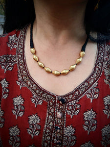 Gold polish Silver dholki necklace