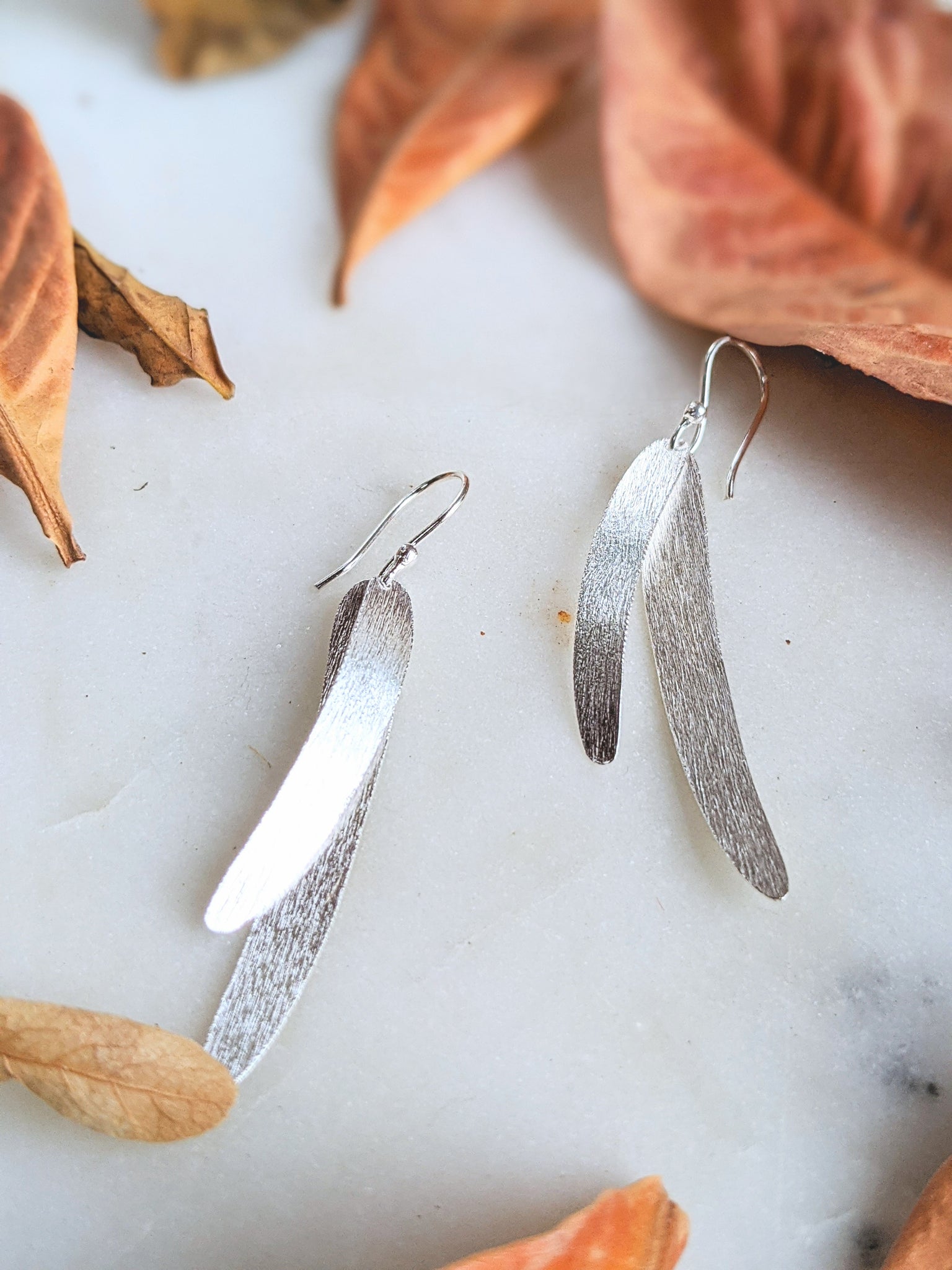 Minimal Lightweight Leafy silver dangles