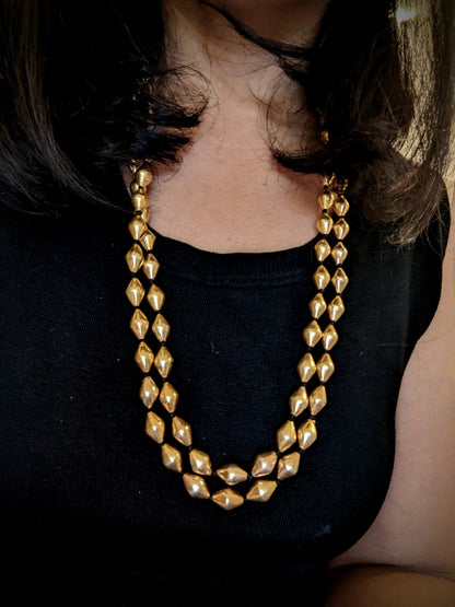 925 Silver Double line Gold plated Dholki necklace