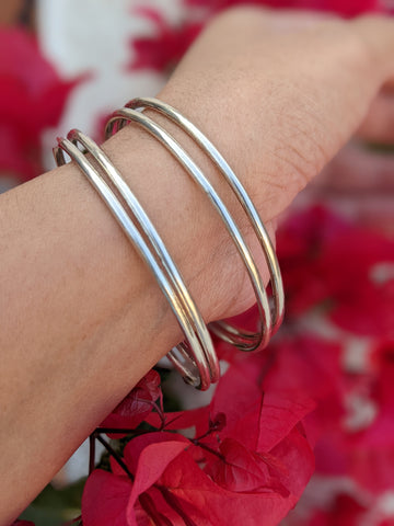 Plain Silver Bangles