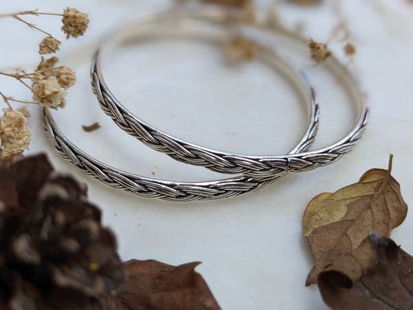 Pure silver bangles with wire work