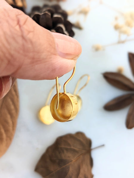 Gold Polished Sterling Silver hook Earring. Contemporary Minimal Silver earring with gold polish