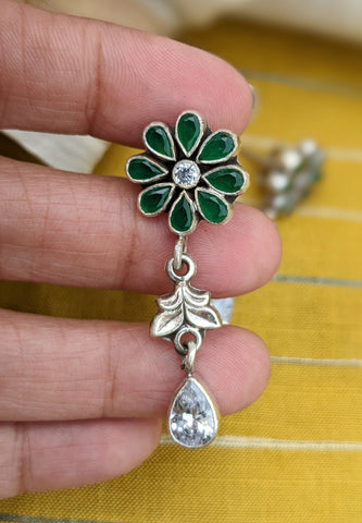 Green Flower Zirconia Drop earring