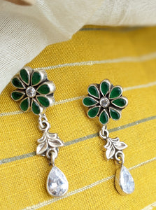 Green Flower Zirconia Drop earring