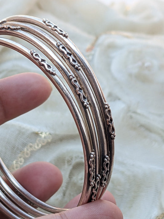 URMI- 925 Sterling  Silver Handcrafted Bangles, Pure silver Indian Stacking Bangles