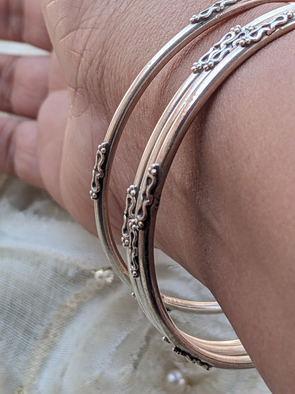 URMI- 925 Sterling  Silver Handcrafted Bangles, Pure silver Indian Stacking Bangles