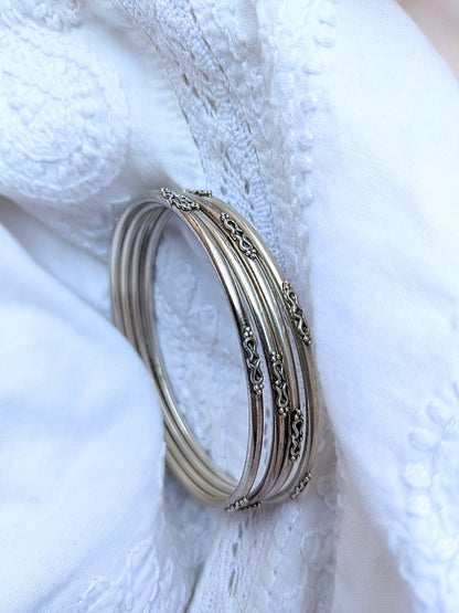 URMI- 925 Sterling  Silver Handcrafted Bangles, Pure silver Indian Stacking Bangles