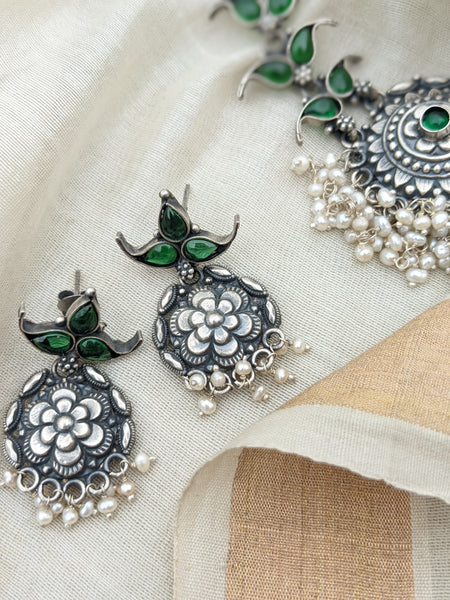 Kolahpuri lightweight pure silver necklace and earring set
