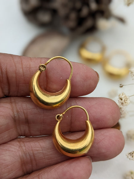 Crescent Moon Shaped Silver hoops