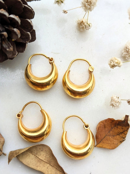Crescent Moon Shaped Silver hoops