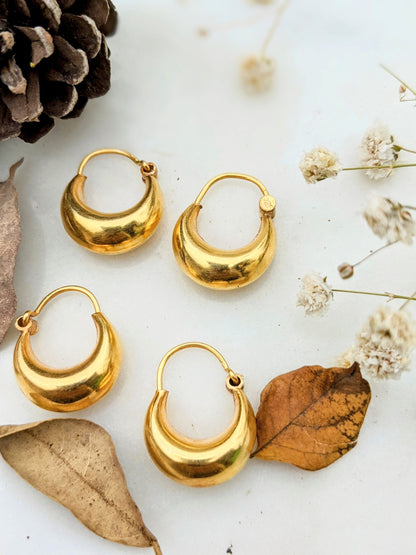 Crescent Moon Shaped Silver hoops
