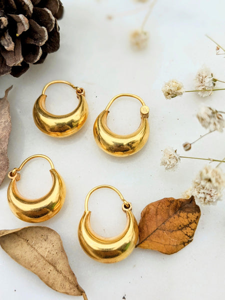 Crescent Moon Shaped Silver hoops