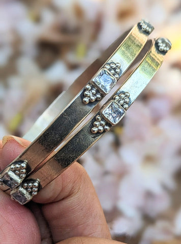 TARA- Pure silver bangles with zirconia
